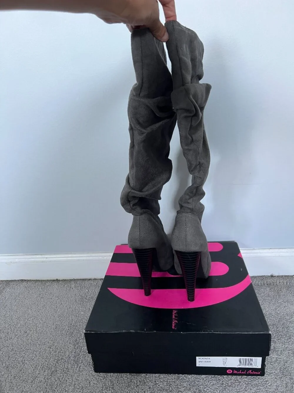Michael Antonio McKenzie Grey Suede OTK Boots 7